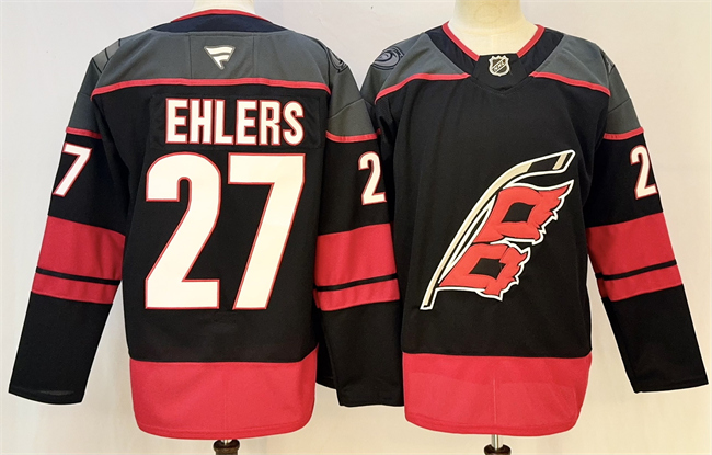 Men's Carolina Hurricanes #27 Nikolaj Ehlers Black 2024-25 Home Stitched Hockey Jersey